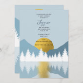抽象芸術ランドスケープゴールデンウィンターベイビーシャワーボーイ 招待状 (正面/裏面)