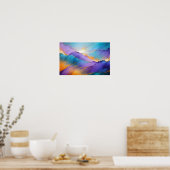 抽象芸術ランドスケープ山自然背景アート ポスター (キッチン)