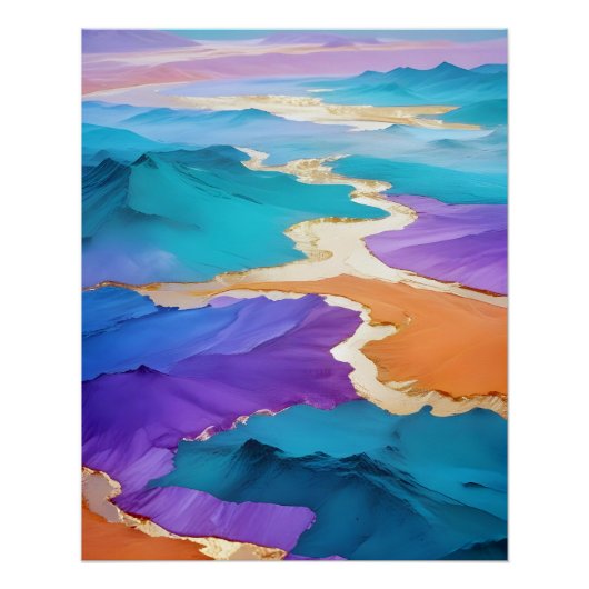 抽象芸術ランドスケープ山谷自然風景 ポスター (正面)