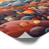 抽象芸術ランドスケープ渓谷vsマウンテンイラストレーター ポスター (角)