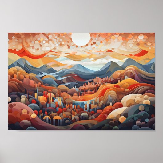 抽象芸術ランドスケープ渓谷vsマウンテンイラストレーター ポスター (正面)