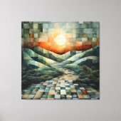 抽象芸術ランドスケープ(日の光のパスと幾何学的) キャンバスプリント (正面)