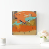 抽象芸術ランドスケー絵を描トサークル球 スクエア壁時計 (ホーム)