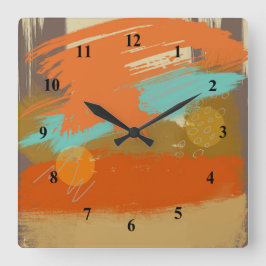 抽象芸術ランドスケー絵を描トサークル球 スクエア壁時計