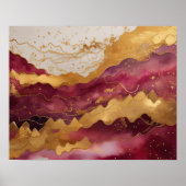 抽象芸術ランドスケー絵画ズ金ゴールドブルゴーニュ ポスター (正面)