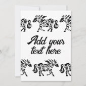 抽象芸術ランニングズホースウッドブロックプリントと文字 招待状 (正面)