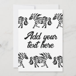 抽象芸術ランニングズホースウッドブロックプリントと文字 招待状