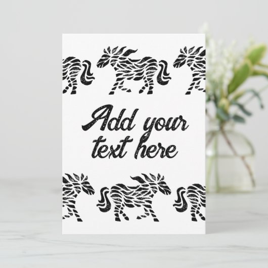 抽象芸術ランニングズホースウッドブロックプリントと文字 招待状 (スタンド正面)