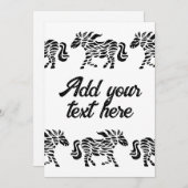 抽象芸術ランニングズホースウッドブロックプリントと文字 招待状 (正面/裏面)
