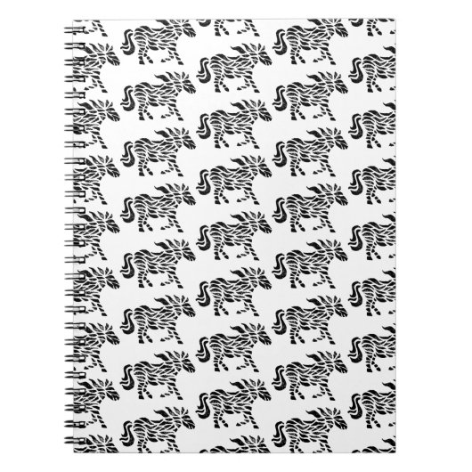 抽象芸術ランニングズホースウッドブロックプリント ノートブック (正面)