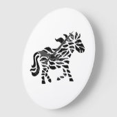 抽象芸術ランニングズホースウッドブロックプリント ラージ壁時計 (傾斜)