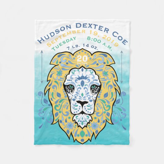 抽象芸術ラ絵を描オン男の赤ちゃん誕生統計レコード フリースブランケット (正面)