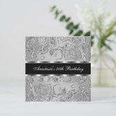 抽象芸術リキッドメタルシルバー30歳の誕生日 招待状 (スタンド正面)