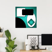 抽象芸術リッチモダンティール(緑がかった色)シェイプAP0006 ポスター (ホームオフィス)