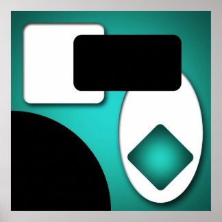 抽象芸術リッチモダンティール（緑がかった色）シェイプAP0006 ポスター