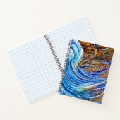 抽象芸術リップル波(青と金ゴールド) ノートブック (内部)