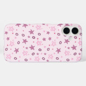 抽象芸術リトルピンクの星と円パターン(の模様が)ある Case-Mate iPhoneケース (裏面 (横))