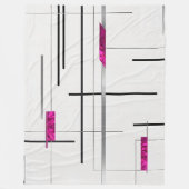 抽象芸術リニアアートブラック、シルバー、暗い赤紫色アクセント フリースブランケット (正面)