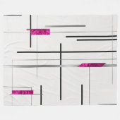 抽象芸術リニアアートブラック、シルバー、暗い赤紫色アクセント フリースブランケット (正面(横))