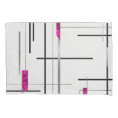 抽象芸術リニアアートブラック、シルバー&暗い赤紫色 枕カバー (正面左)