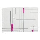 抽象芸術リニアアートブラック、シルバー&暗い赤紫色 枕カバー (正面右)