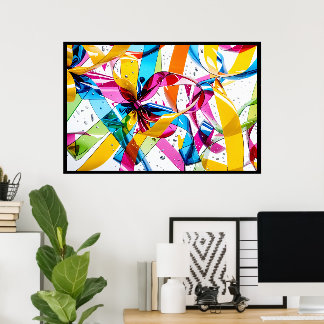 抽象芸術リボンパーティー波体積ポスはっきりしたター ポスター