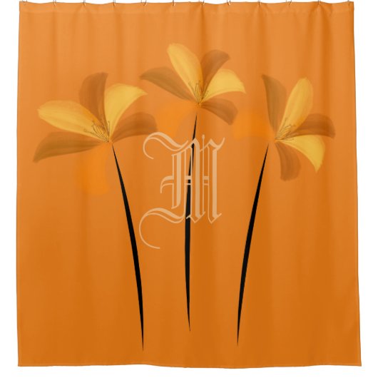 抽象芸術リリーフローラ秋ムード シャワーカーテン (正面)