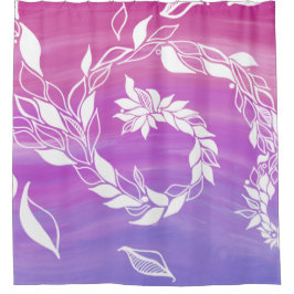 抽象芸術リーフデザイン（ピンクの背景） シャワーカーテン