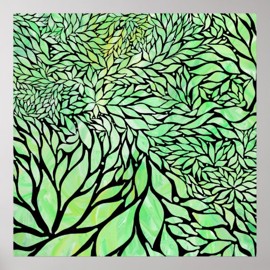 抽象芸術リーフ加工リーフデザインキャンバス印刷 ポスター (正面)