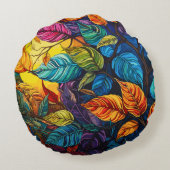抽象芸術リーフ ラウンドクッション (裏面)