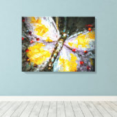抽象芸術ルビージュエリーブイエローバタフライ絵画ズ キャンバスプリント (インサイチュ (ウッドフロア))