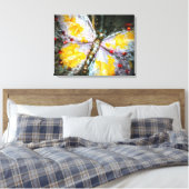 抽象芸術ルビージュエリーブイエローバタフライ絵画ズ キャンバスプリント (インサイチュ (寝室))