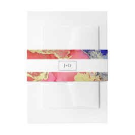 抽象芸術ルビーレッドと紫と金ゴールド結婚ズ 招待状ベリーバンド