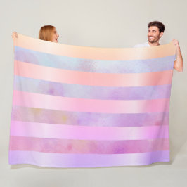 抽象芸術レイストライプンボーフラワーズ フリースブランケット