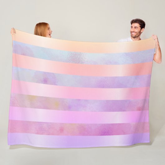 抽象芸術レイストライプンボーフラワーズ フリースブランケット (インサイチュ)