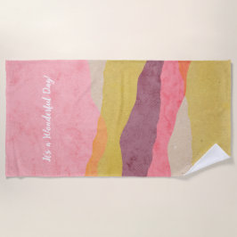 抽象芸術レイヤ紙ランドスケープ（暖かいトーン） ビーチタオル