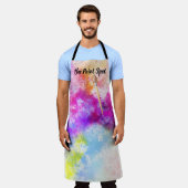 抽象芸術レインボーウォーター絵を描カラー |モノグラム エプロン (着用した状態)