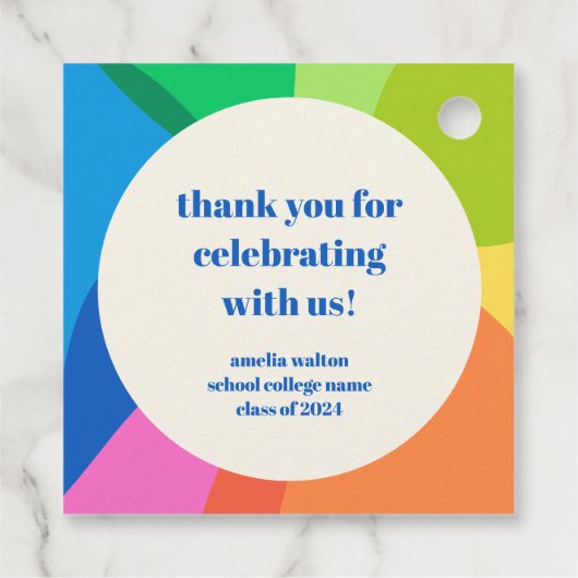 抽象芸術レインボーカスタムー卒業パーティーありがとう フェイバータグ (裏面)