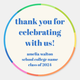 抽象芸術レインボーカスタムー卒業パーティーありがとう ラウンドシール