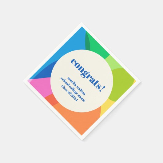 抽象芸術レインボーカスタムー卒業祝い スタンダードカクテルナプキン (角)