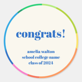 抽象芸術レインボーカスタムー卒業祝い ラウンドシール