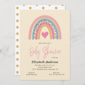 抽象芸術レインボーカラフルガールベビーシャワー 招待状 (正面/裏面)