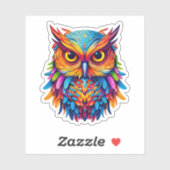 抽象芸術レインボーカラフルフクロウの水彩画 シール (シート)