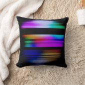 抽象芸術レインボーカラー黒背景枕 クッション (ブランケット)