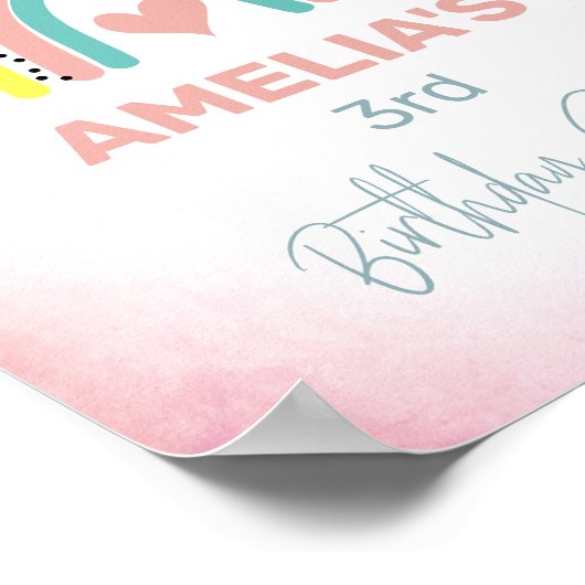 抽象芸術レインボーガールの3回目の誕生日パーティーへようこそ ポスター (角)