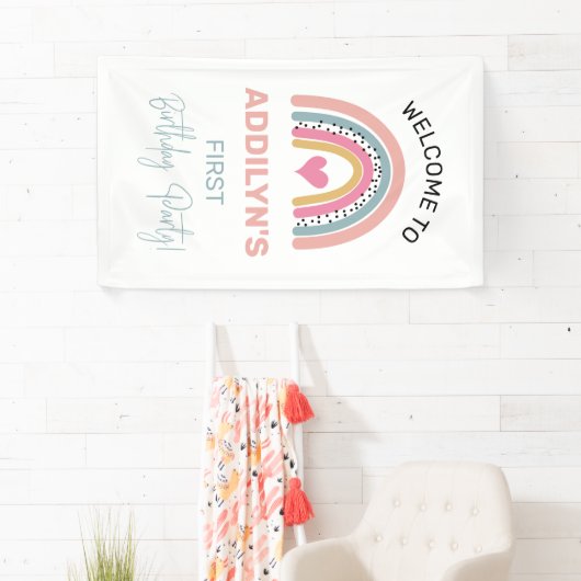 抽象芸術レインボーガールズバースデーパーティーへようこそ 横断幕 (インサイチュ)