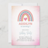 抽象芸術レインボーガールズ1st誕生日パーティー 招待状 (正面)