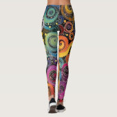 抽象芸術レインボーコズミックスワールデザインウィメンズ レギンス (裏面)