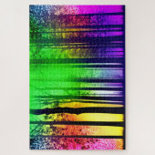 抽象芸術レインボーシルエットツリーズインザフォレスト ジグソーパズル (縦)