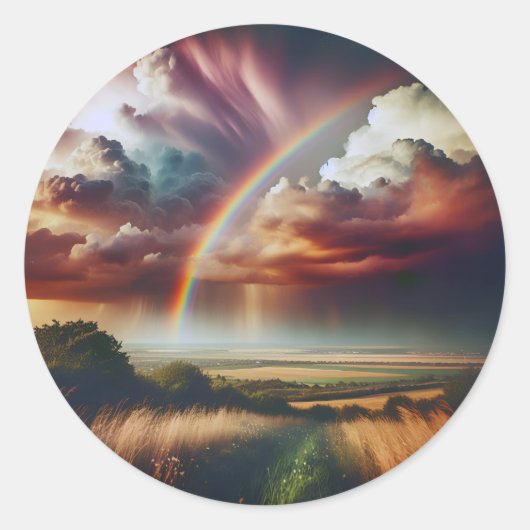 抽象芸術レインボーステッカー🌈✨ ラウンドシール (正面)